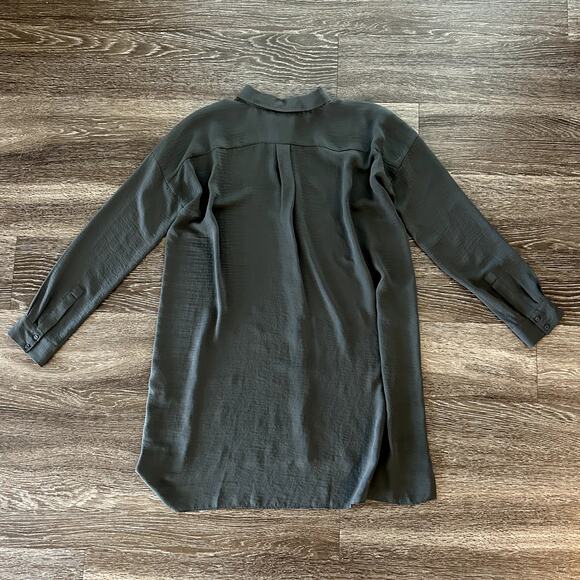 EUC COS Long Oversized Shirt Tunic Charcoal Gray Size 2 Minimalist High-Low Top - Picture 7 of 16